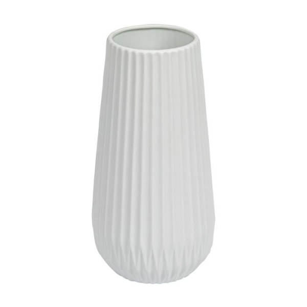 Vas - soliflore Bloomingville - A279081 - Riflad vit keramikvas
