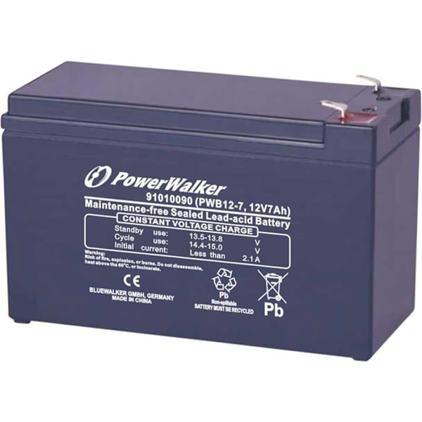Batteri - BlueWalker - PWB12-7 - 7 Ah - 12 V - Förseglad blysyra (VRLA)