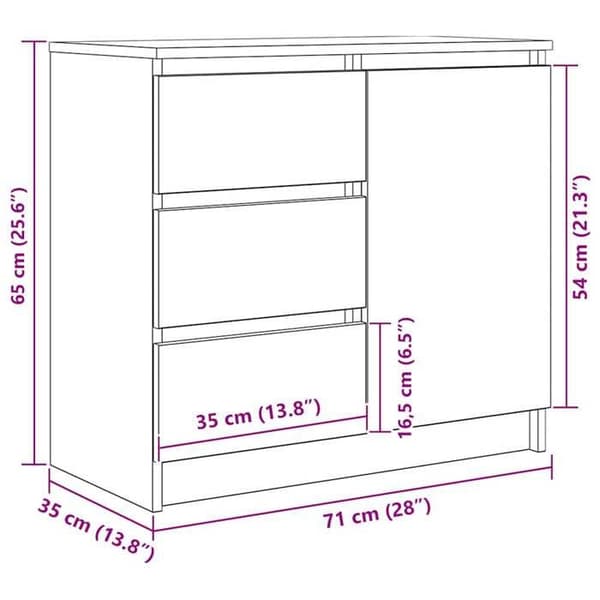 vidaXL Buffé med låda sonoma grå 71x35x65 cm ingenjörsträ, förvaringsmöbel, buffé, hallmöbel, möbel 861576