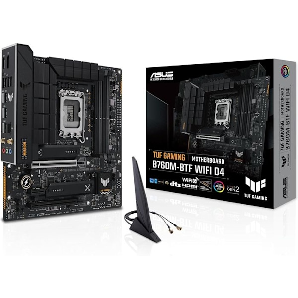 ASUS TUF GAMING B760M-BTF WIFI D4 moderkort - Sockel LGA1200 - AMD B550 - DDR4 SDRAM - Micro ATX
