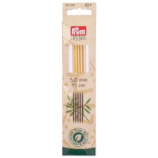 Modespel - sömnad - styling Prym - PRYM222202-1 - 222202 Dubbelspetsade stickor Bambu 1530, 15cm, 3,00mm