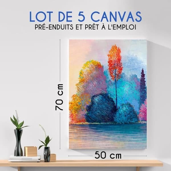Målarcanvas - Zenacolor - 50x70 cm - 5-pack - 100% Bomull - Syrafri Vit