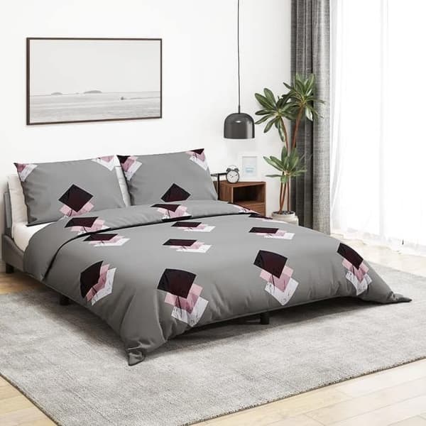 vidaXL Påslakanset Grå 200x200 cm Bomull 136471