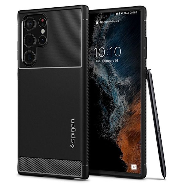 Fodral - SPIGEN - Robust rustning - Mjuk - Silikon - Svart Svart