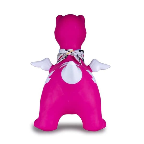 Rosa hoppande djur Dino med pump HoppyDoo Ros