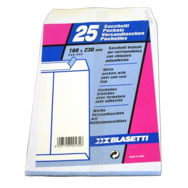 Buste med påse - BLASETTI - 535A - 16 x 23 cm - Vit - 80 g/m² Vit