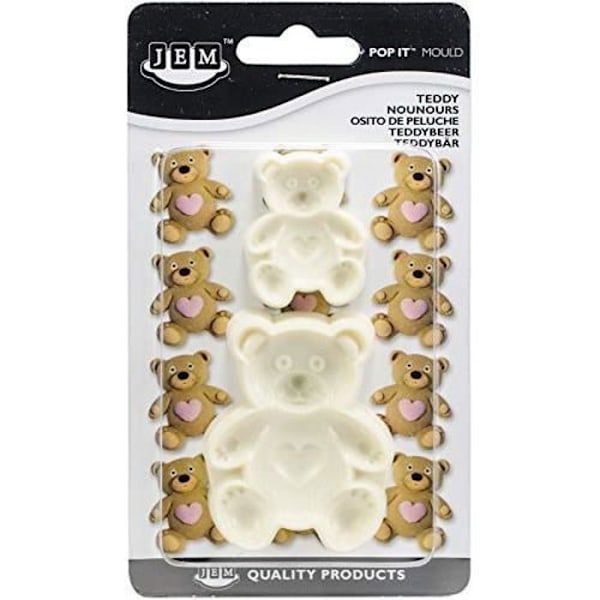 Teddybjörnformad form - JEM - Set om 2 - Plast - 5 x 2 x 6 cm - Tål diskmaskin Vit