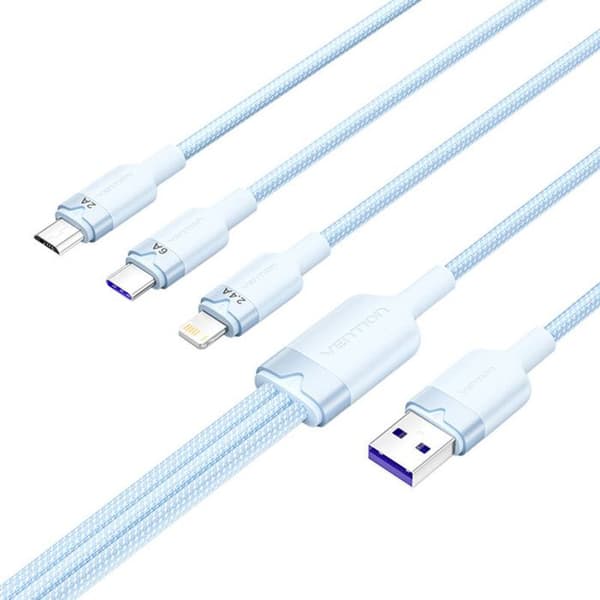 USB-kabel Vention 2.0 A till 3 i 1 6 A för Android iPhone 1,5 m Snabbladdning