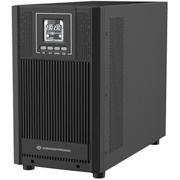 Strömförsörjning UPS - CONCEPTRONIC - ZEUS52ES3K - 3 kVA - 2700 W - 4 AC-utgångar - Dubbelkonvertering Svart