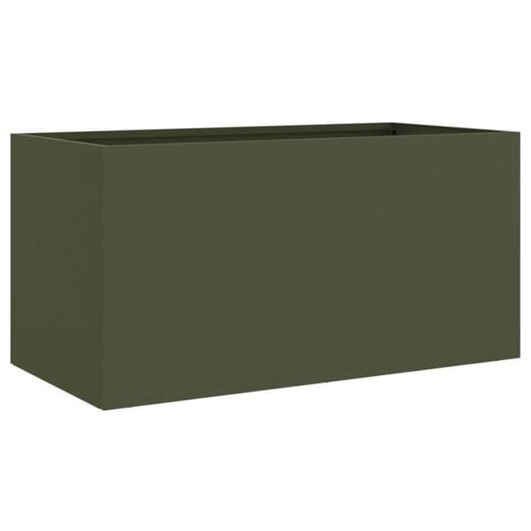 vidaXL Olivgrön blomlåda 62x30x29 cm stål 841592
