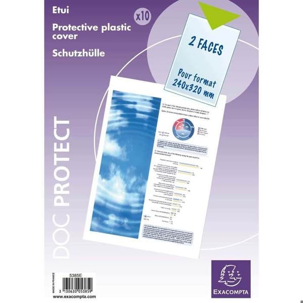 Exacompta 5x Förpackning med 10 enkla skyddsfodral PVC A4 maxi 5385E