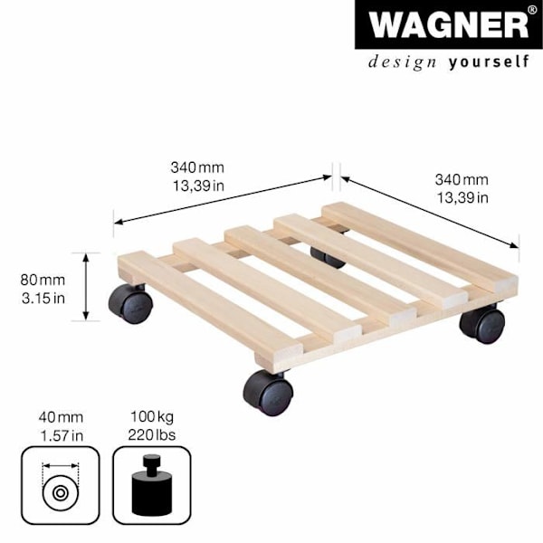 Banc för trädgårdsarbete - knäskydd för trädgårdsarbete Wagner - 20033501 - vagn för växter paletti bok 34x34 cm//gh0335