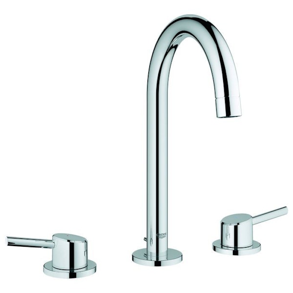 Tvättställsblandare - GROHE - CONCETTO - 3 hål - fast pip - Grå färg - Kromfinish