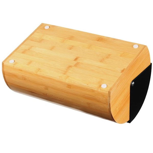 Brödbox - Ej specificerat - Modell 2737 - Bambu - Svart stål - Modern design svart/ljust trä