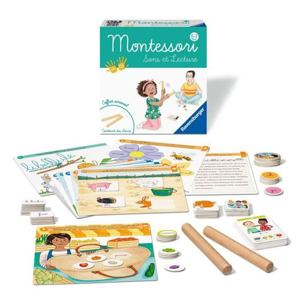 MONTESSORI - Ljud och läsning - Sensorisk låda - Inlärning av ljud och läsning - Ravensburger - Från 5 år Flerfärgad