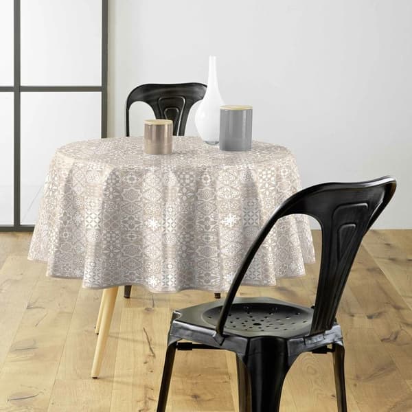 Rund duk Ø160 cm PVC tryckt – Biasfinish – Carrella Vit Vit