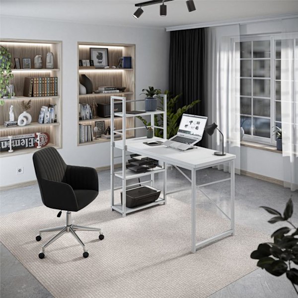 Skrivbord med hyllor MARK ADLER Leader 4.0 Vit – Modern design, Inbyggd förvaring, Ideal för kontor eller gaming