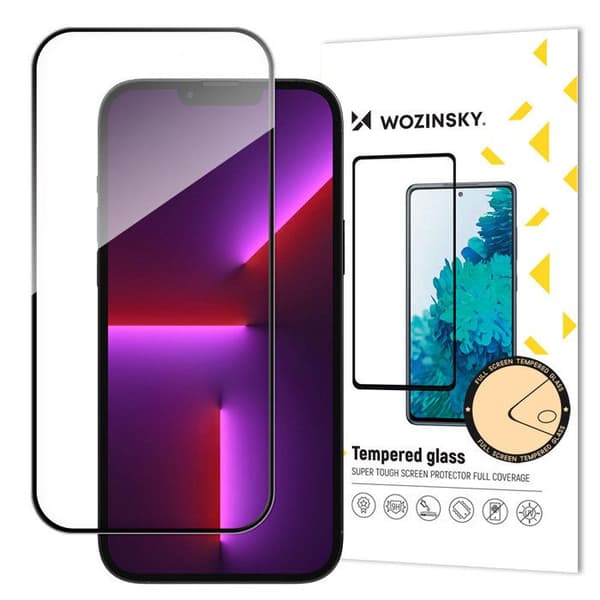 Hel härdat glas med ram för iPhone 15 Pro Max svart