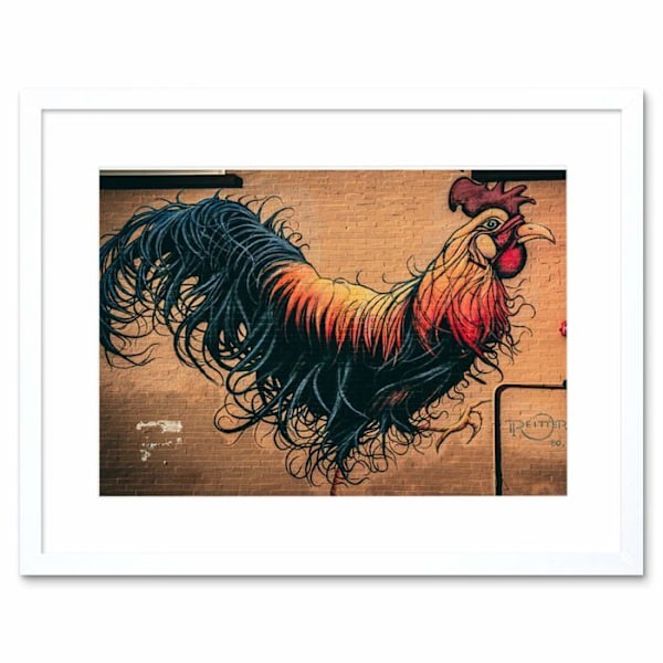 Affisch - affisch Konsttryck - F97WBC1347WH - Inramat väggtryck Moran Graffiti Chicken Rooster Wall Street