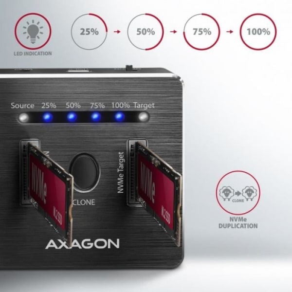 AXAGON-kompatibel ADSA-M2C NVMe Clone Dual SSD Dock Station - 8595247906496