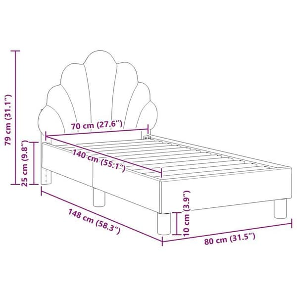 Modern sängram - vidaXL - Blå polis - Sammet - Ingenjörsträ - 148x80x79 cm - Maxvikt 140 kg Blå polis