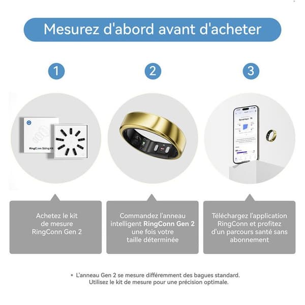 RingConn Gen 2 Smart Ring, Sömn Apné Spårning, 12 Dagar, Sömn, HF & Stress, iOS/Android (Silver, Storlek 7)