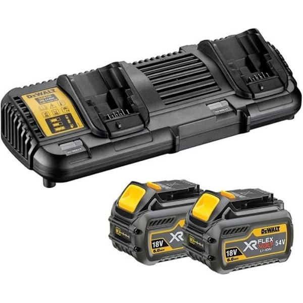 Paket med 2st XR Flexvolt Li-Ion 18 - 54 V 6 Ah batterier + dubbel laddare - DEWALT - DCB132T2