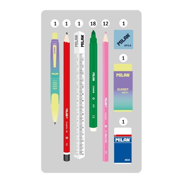 Pennfodral - Stort format - Rektangulärt - Med tillbehör - 2 fack Färgkombination med gradienter