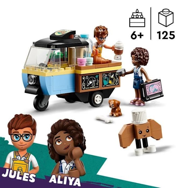 LEGO® 42606 Friends mobil konditorivagn, pedagogisk leksak med Aliya, Jules och Aira hundminifigurer Rosa