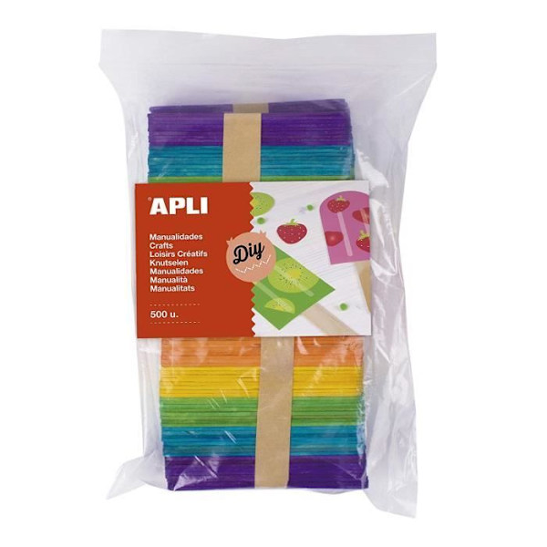 APLI Kids - Påse med 500 pinnar i olika färger 115x10 mm - 17453