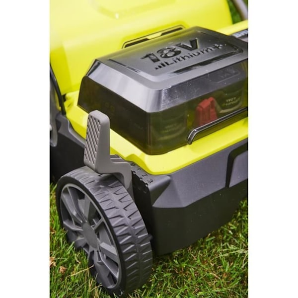 RYOBI - 18V Borstlös markör/luftare Ø 35 cm 2-i-1 - 2 litium + 18V 4,0 Ah batterier och laddare - RY18SFX35A-240 Grön och kolgrå