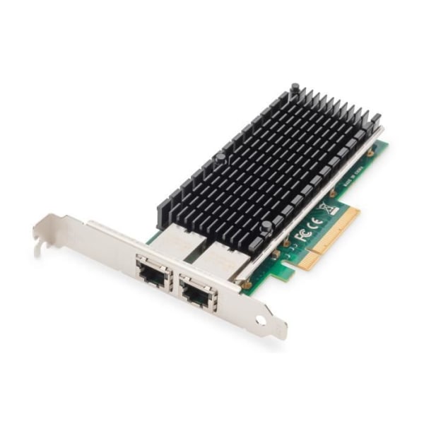 DIGITUS NÄTVERKSADAPTER 10 GBIT-S DUAL PORT ETHERNET SERVER PCIE Grön, Silver