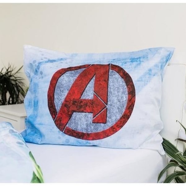 Barnpåslakan 140x200 cm och örngott 70x90cm | Avengers Twin 100% bomull sängkläder set himmelsblå