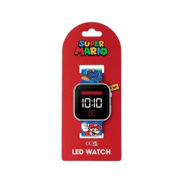 LED-klocka barn Super Mario ACCUTIME digital blå – plastarmband, digital display, klocka pojke Silver
