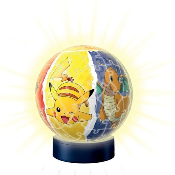 Pokémon Illuminated Ball 3D-pussel - Ravensburger - 72 numrerade bitar - Lysande bas - Från 6 år Flerfärgad