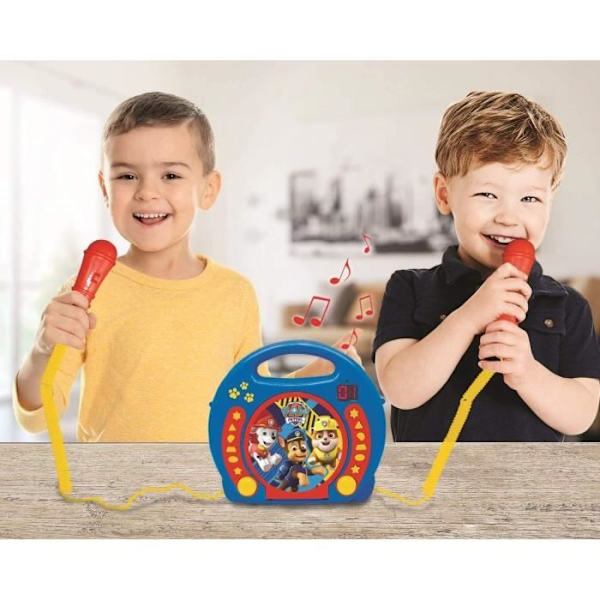 Bärbar CD-spelare med 2 Paw Patrol-mikrofoner Blå
