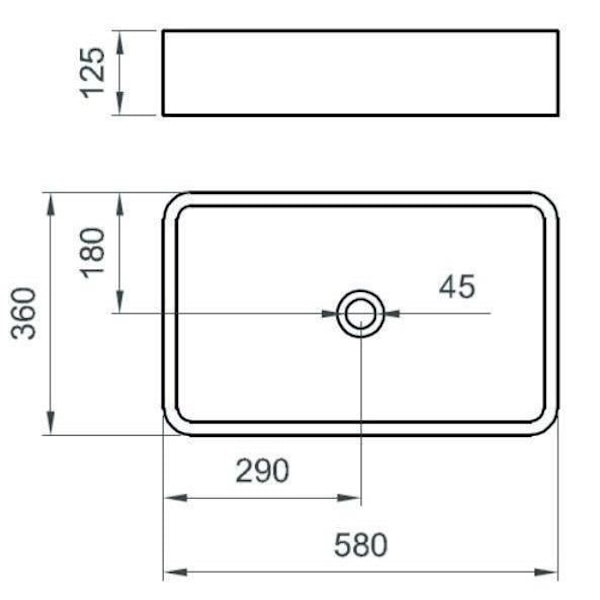 Rektangulärt tvättställ Ponsi Musa BLCEROMUSA0012 - Matt vit - 580x360 mm