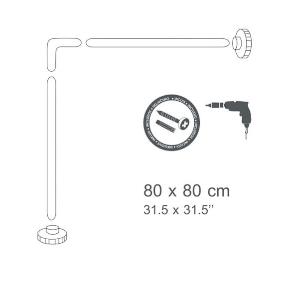 Duschdraperi hörnstång att fästa i Alu 80x80cm Vit MSV Vit