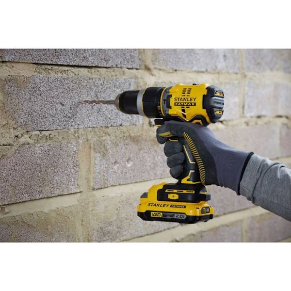 Stanley - V20 Slagborrskruvdragare 80 Nm BORSTLÖS - Litium 18V - 2 4A batterier - SFMCD721M2K-QW Gul