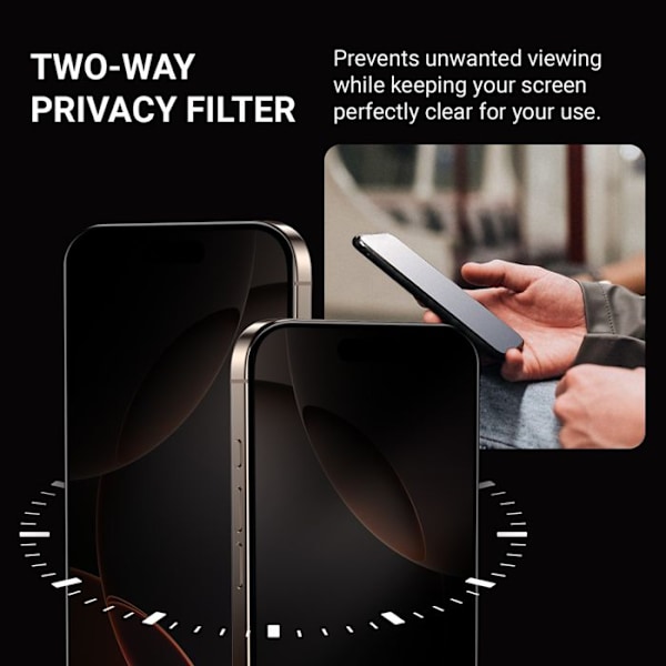 Härdat integritetsglas för iPhone 16 Pro Crong Privacy 3D Armor Glass