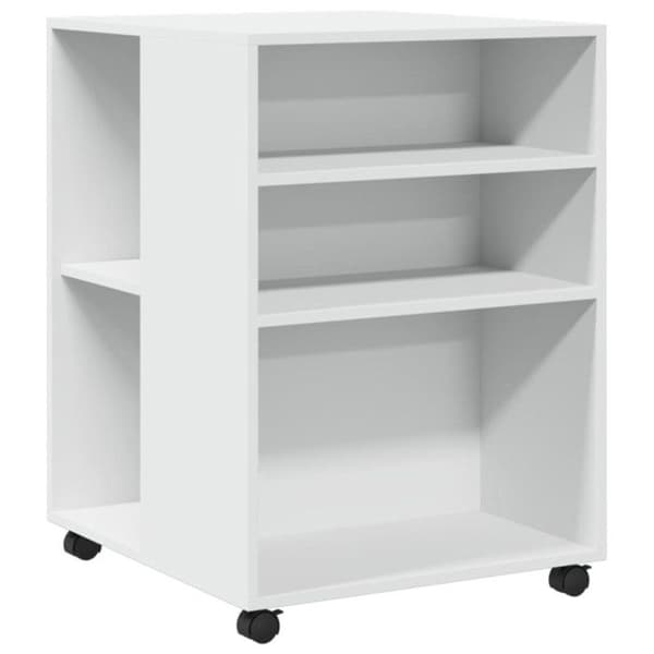 Sida bord - Vit - 55x60x78 cm - Ingenjörsträ - Svängbara hjul Vit