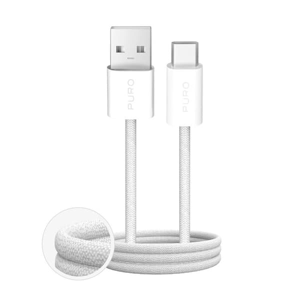 USB-A - USB-C flätad Fabrik 2.0 10 W 1,5 m - vit