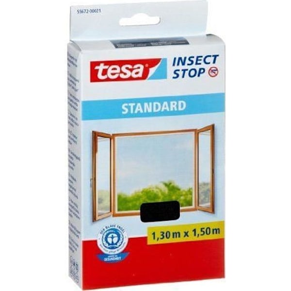 Myggnät - tesa - Standard - 1,3 m x 1,5 mm - Svart - Självgripande fäste Svart