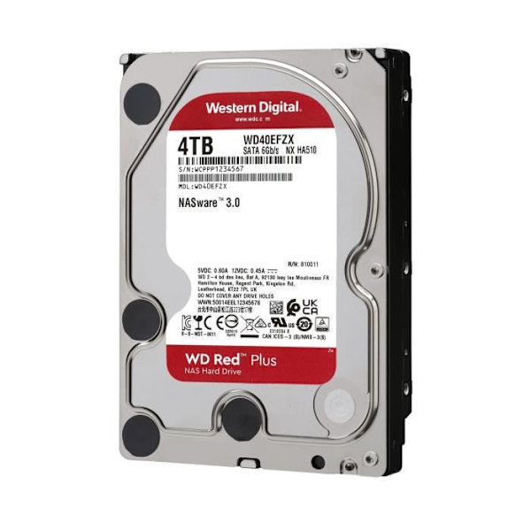 WD Red™ Plus - NAS intern hårddisk - 4TB - 5400 rpm - 3,5" (WD40EFZX)