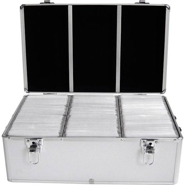 Förvaringsfodral - Mediarange - 500 CD/DVD-skivor - Aluminium - 2 handtag - Numrerade fickor