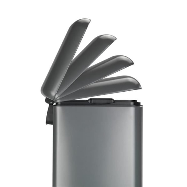 WENKO Bin 30L Studio, kökspedalsoptunna med "Easy Close" fallbroms, Stål - Plast, 34x61x32,5 cm, grå - svart