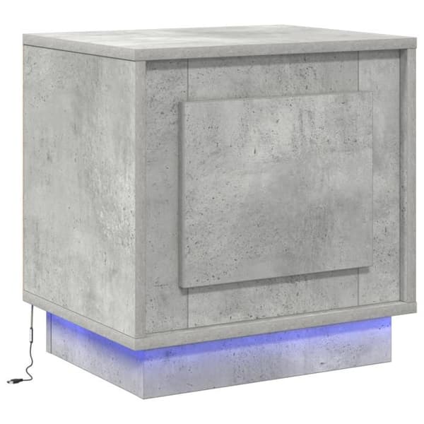 Sängbord - 2 st - Betonggrå - 1 låda - Moderna design - LED Grå