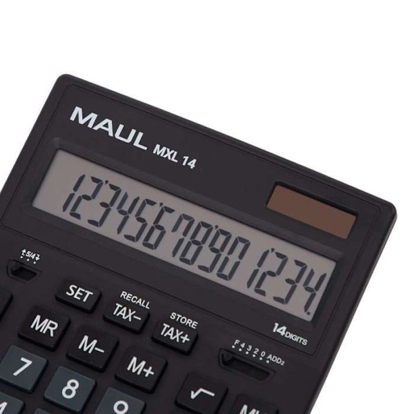 MAUL Kontorsräknare MXL 14 LCD-display 1 rad, 14 siffror Solenergi Batteri 20.5 x 15.5 x 3.5 cm svart svart