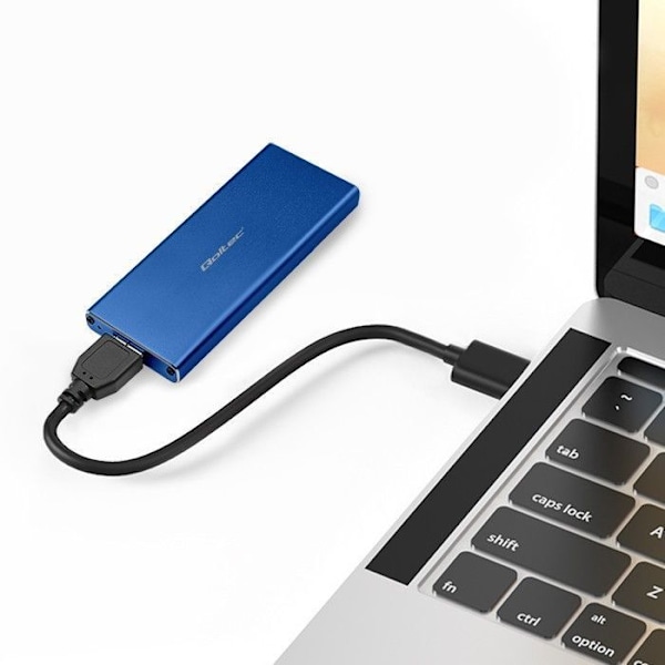 Qoltec External Solid State Drive - 51832 - M.2 SATA NGFF USB 3.0 Super Speed 5 Gb/s 2 TB SSD-hölje Blå