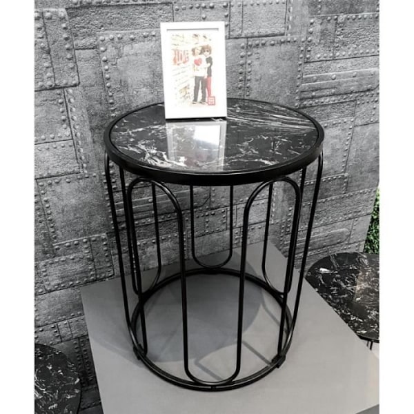 Design Runt Sidobord "moli" 50cm Svart - Paris Prix